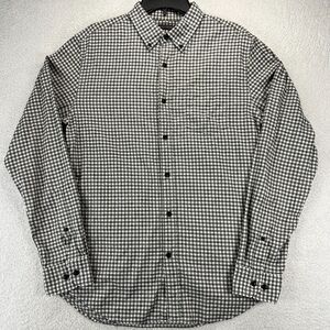 Banana Republic Mens Luxe Flannel Button Down Shirt M Gray Plaid Grant Gingham